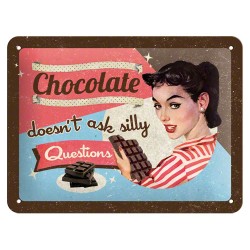 Placa metalica - Chocolate doesn't ask - 15x20 cm